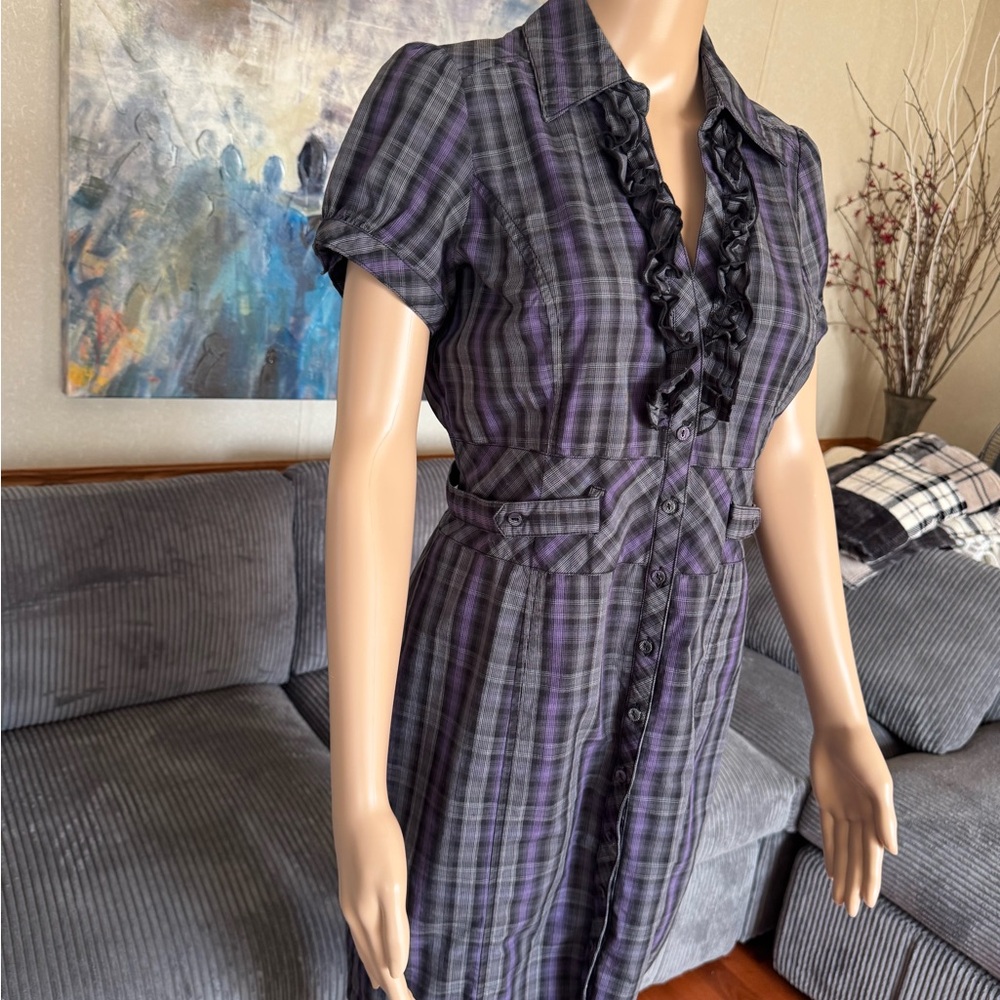 Dynamite Purple Checkered Mini Dress - Picture 2 of 13